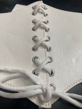 Women’s Elastic Costume Waist Belt White Lace-Up Corset Accent, fits 23”-26”